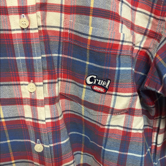 Cruel Girl Red and Blue Plaid Button Up Girls Size: Large - Picture 3 of 4